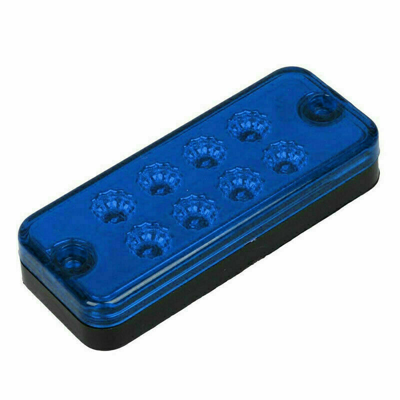 4x Blue 4 Inch 8 LED Rectangle Truck Semi Trailer Side Marker Clearance Light