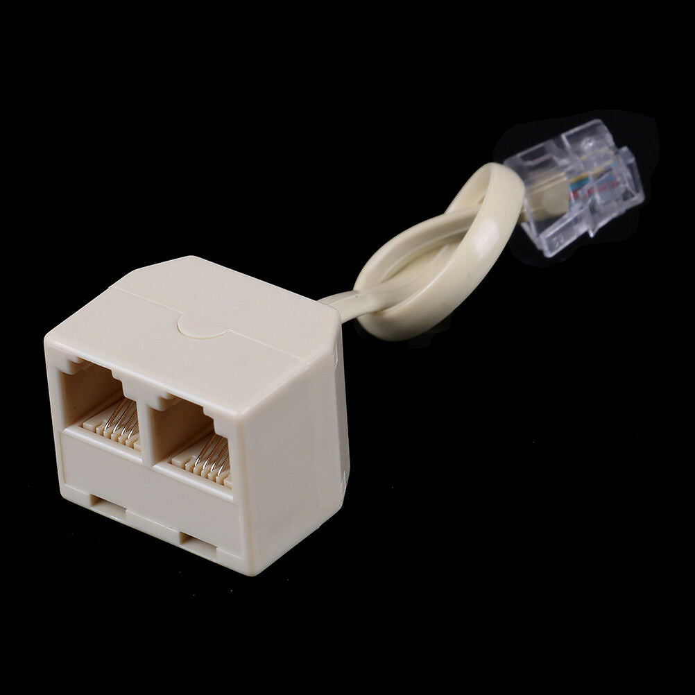 1Pc telephone RJ11 male line to double female jack filter splitter adapte.l8
