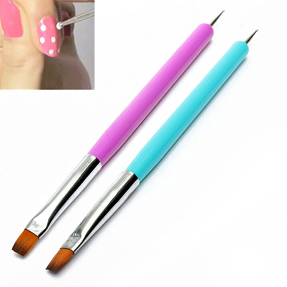 2-Ways Nails Art Pen Painting Dotting Acrylic UV Gel Polish Brush-Liner Tool  BU