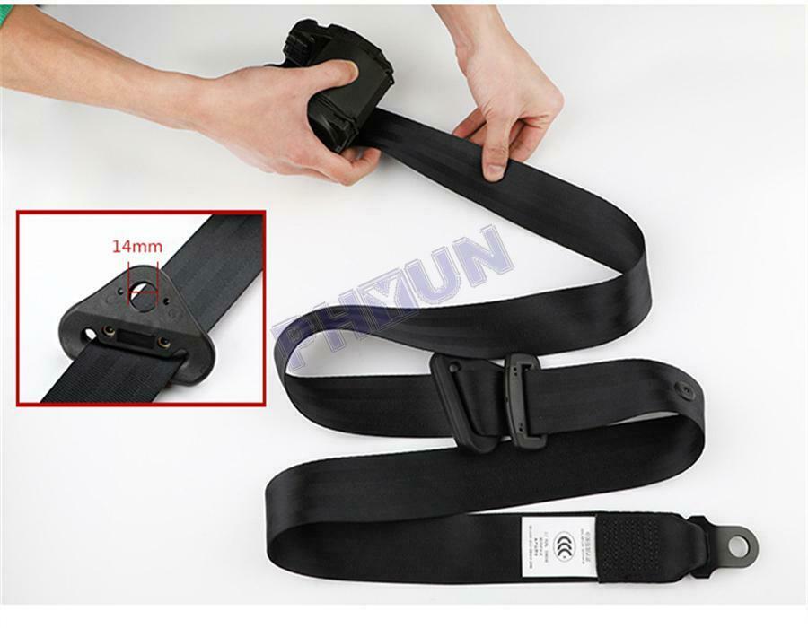 Universal 3 Point Auto Car Seat Lap Belt w/ Buckle Connector Retractable