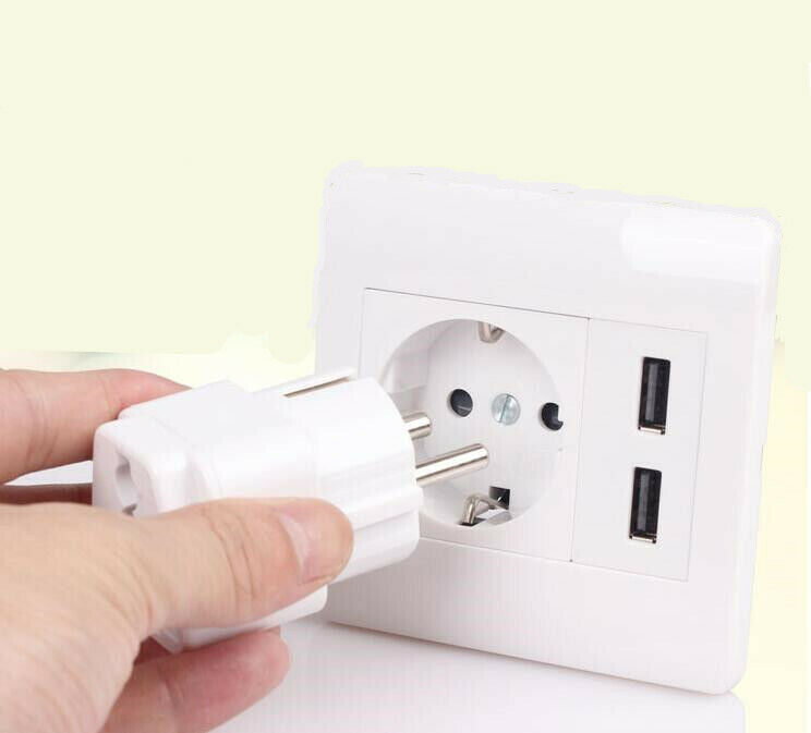 2Pc Universal 16A Europe Power Adapter Converter Wall Plug Socket AU UK US to EU