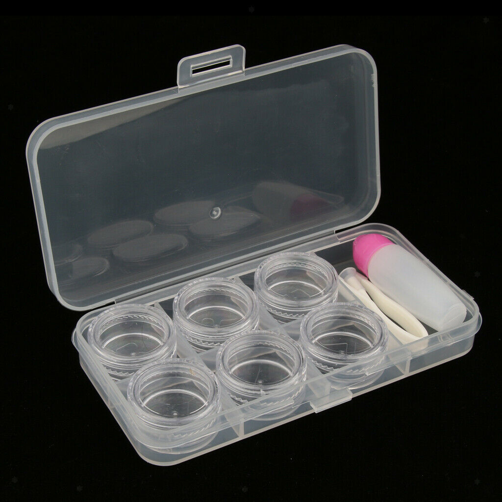 6pcs Contact Lens Boxes Travel Storage Case Remover Stick Tweezers Set Kit