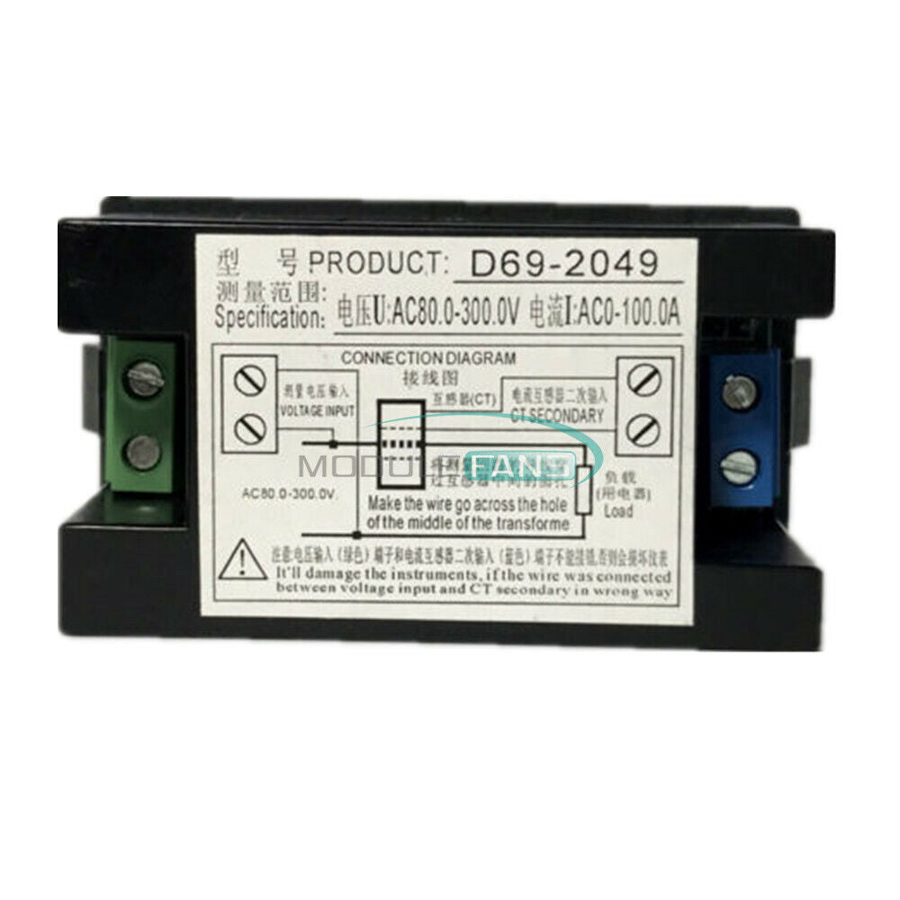 Digital LCD Voltmeter Ammeter Volt Amp Power Kwh Panel Meter 100A AC 80-300V