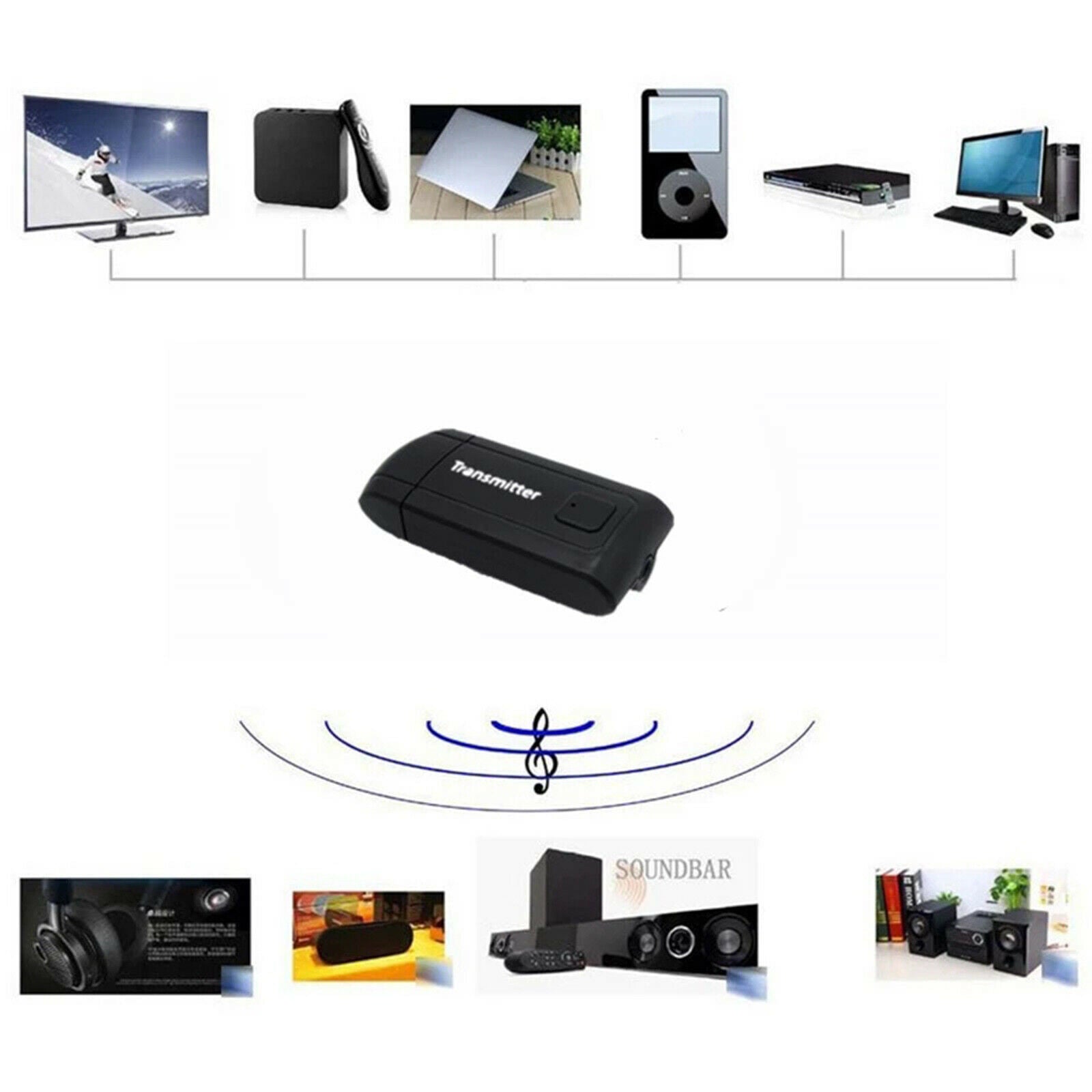 Wireless Bluetooth 5.0 Transmitter For TV Phone PC Stereo Audio Music Adapter