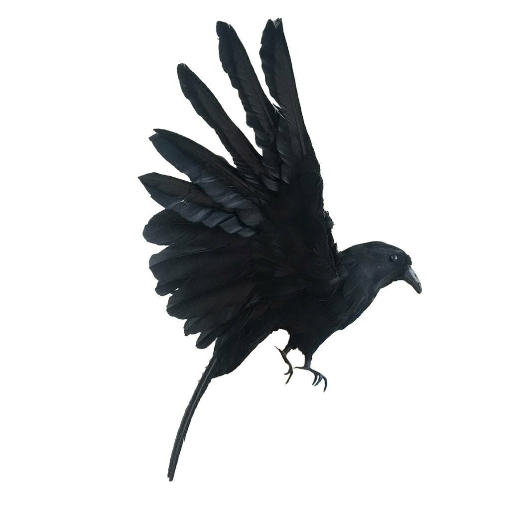 Artificial Realistic Woodland Birds for Garden Home Decoration Raven