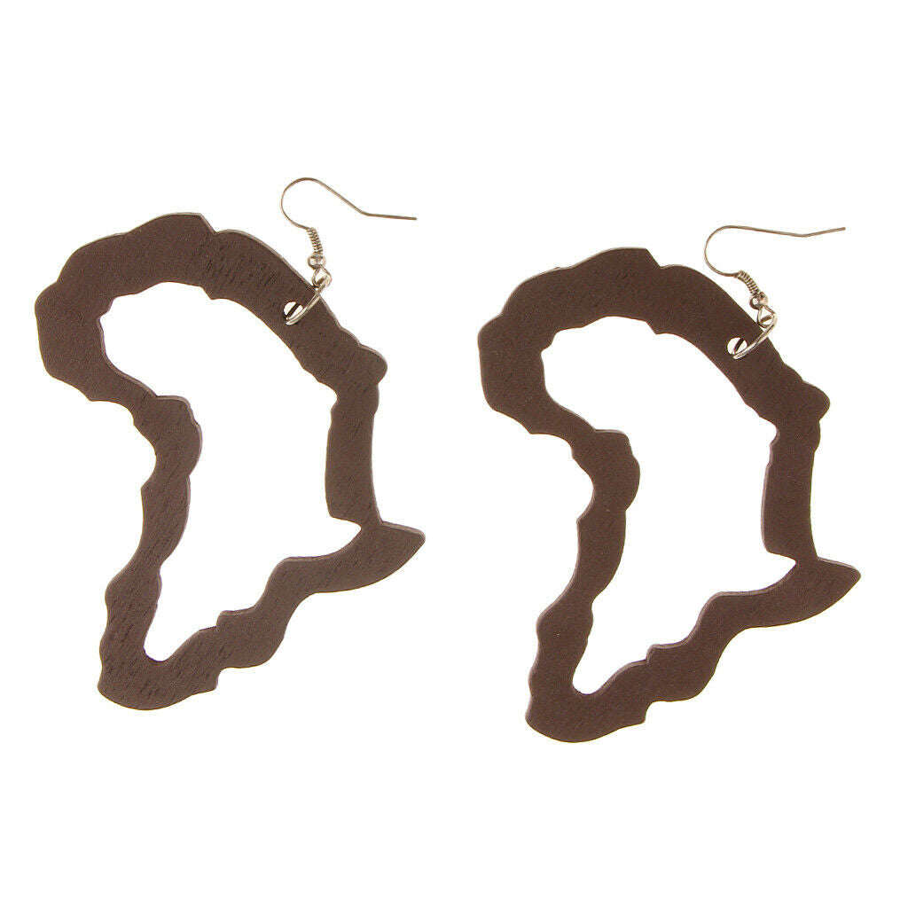 DIY Unfinished Wooden Earrings Africian Map Drop Big Hook Earring Jewelry #4