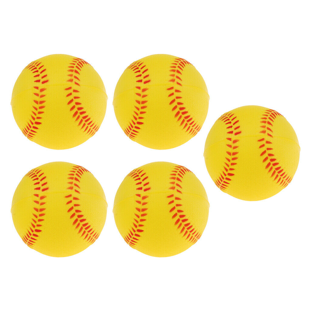 5x Soft Training Baseball Softball Kids Team Game Playing Bouncy Ball Yellow