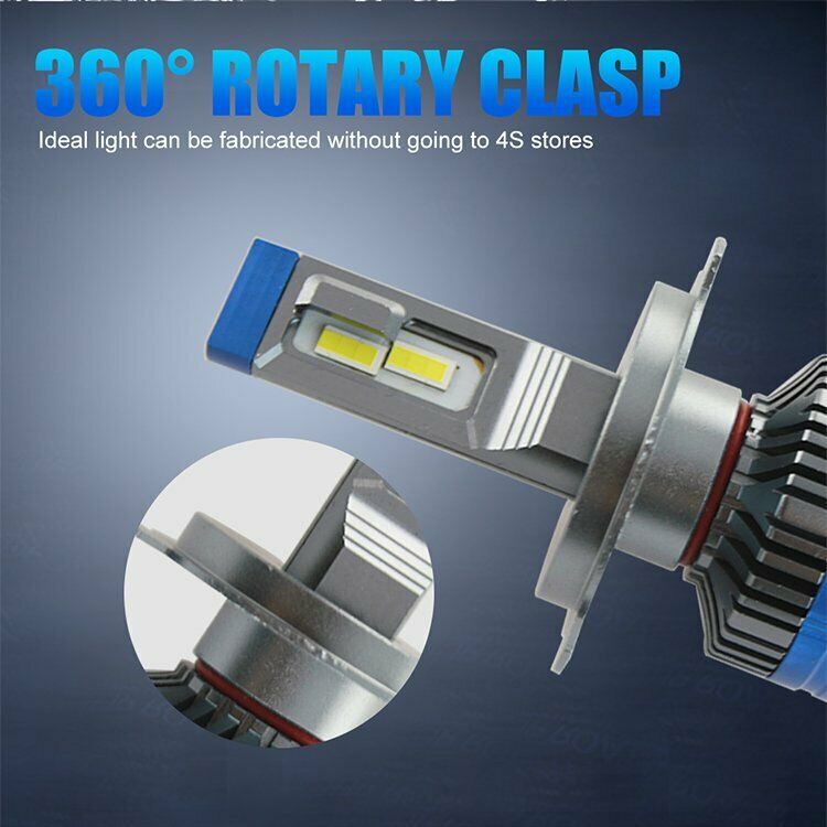 2X Canbus Free Anti-Flicker H4 Led Headlights Hi/Low Beam 80W/Set 18000LM 6000K