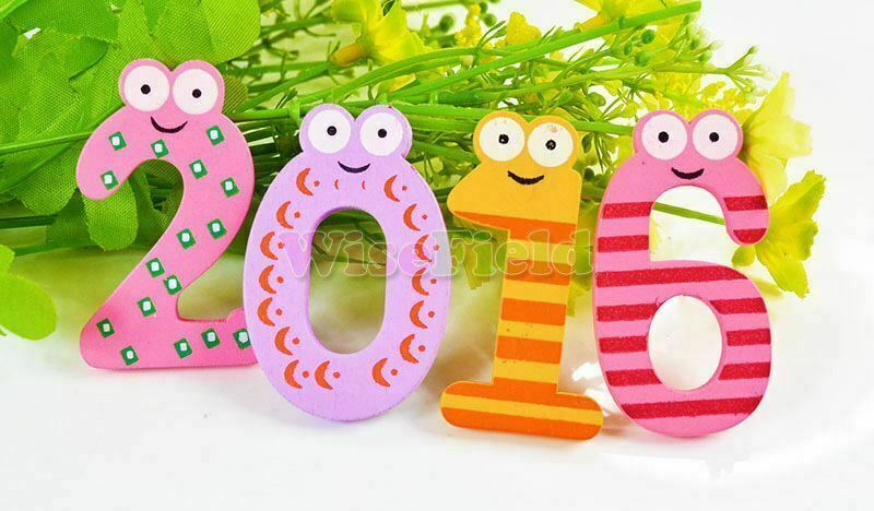 15Pcs Wooden Cartoon Toys Numbers 0-9 Symbol Fridge Magnets For Kids Children