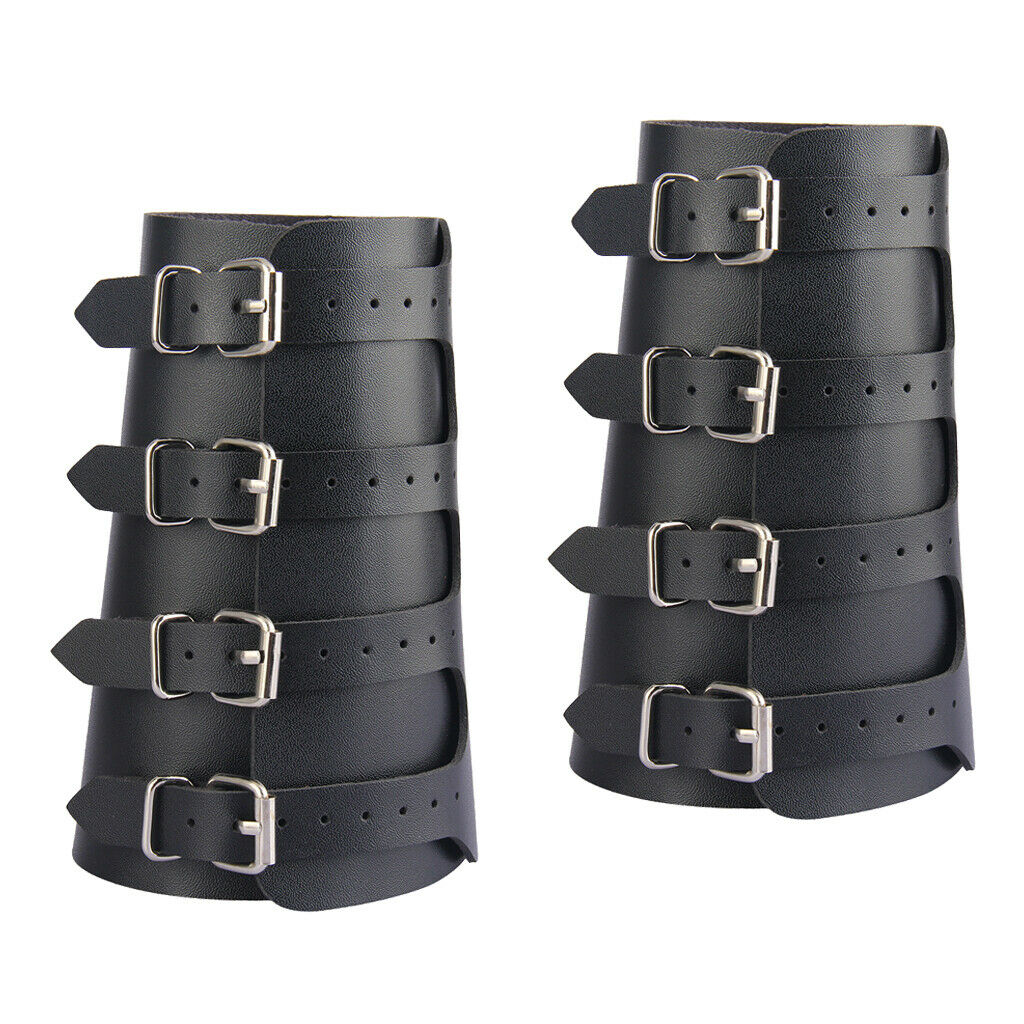 2x Punk Mens Leather Wristband Belt Wrap Bracer Bracelet Gothic Arm Armor