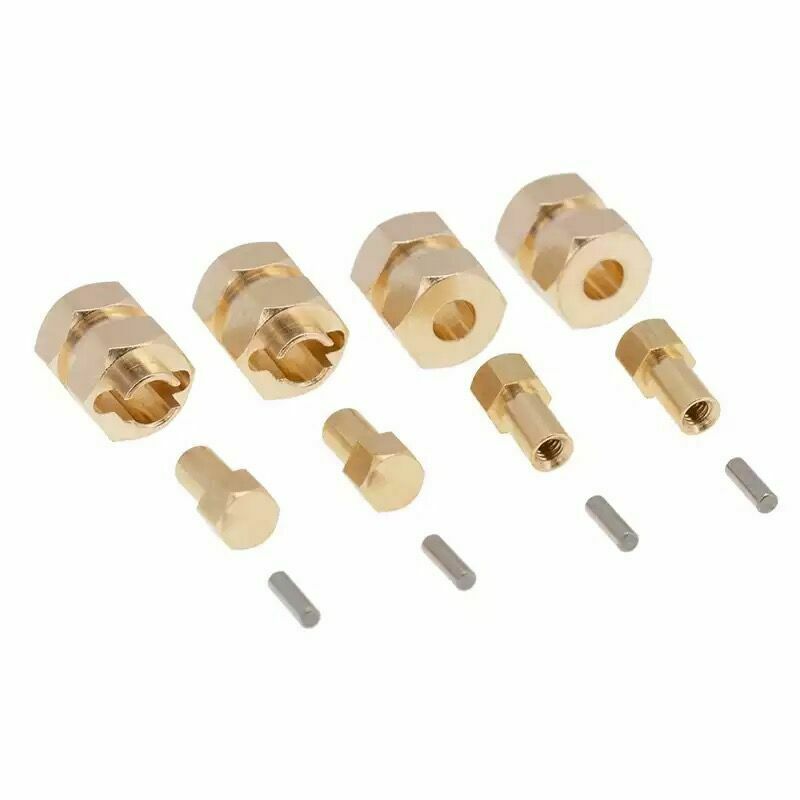 4Pcs Brass Wheel Hub Hex Adapter For SCX24 AXI00001 1/24 RC Car Upgrade