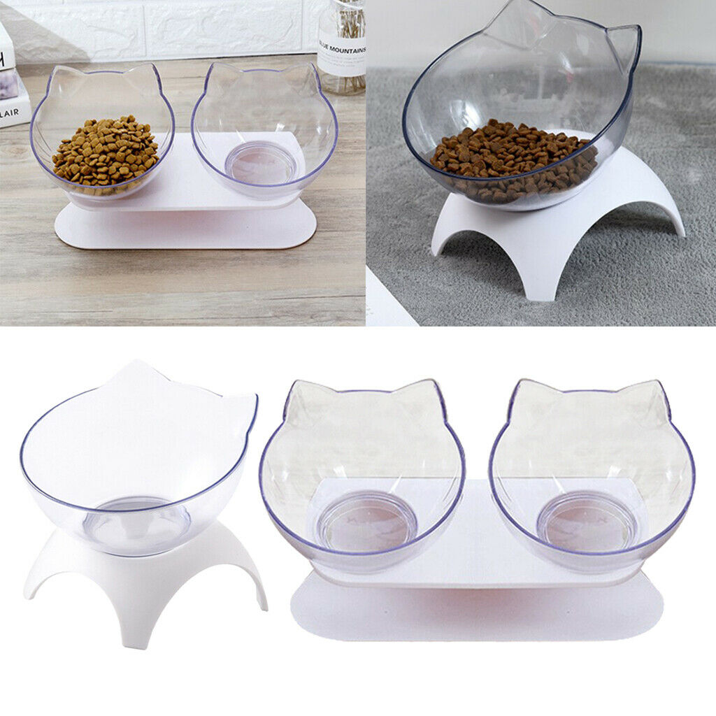 2Pieces Raised Cat Bowls Pet Food Water Feeder With Stand For Cat Dogs