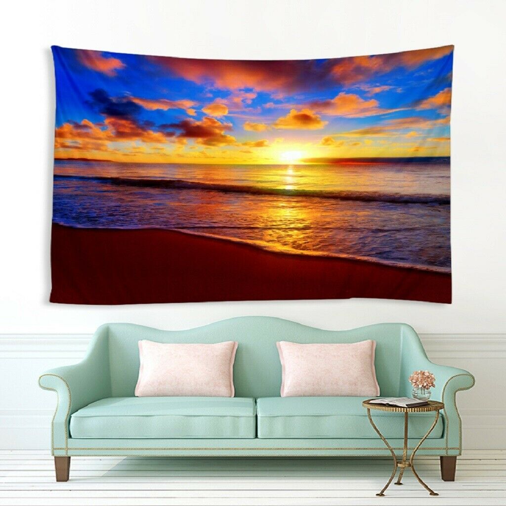 Ocean Sunset Wall Hanging Tapestry for picnic sheet Durable Soft  200x150CM