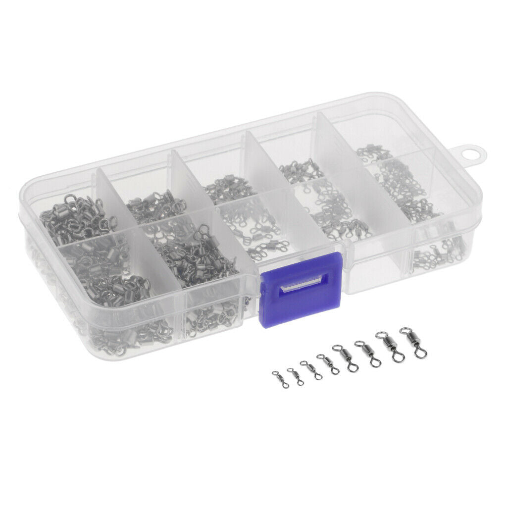 500 Pcs Fishing Swivels Rolling Swivels Connector Ball Bearing Solid Rings