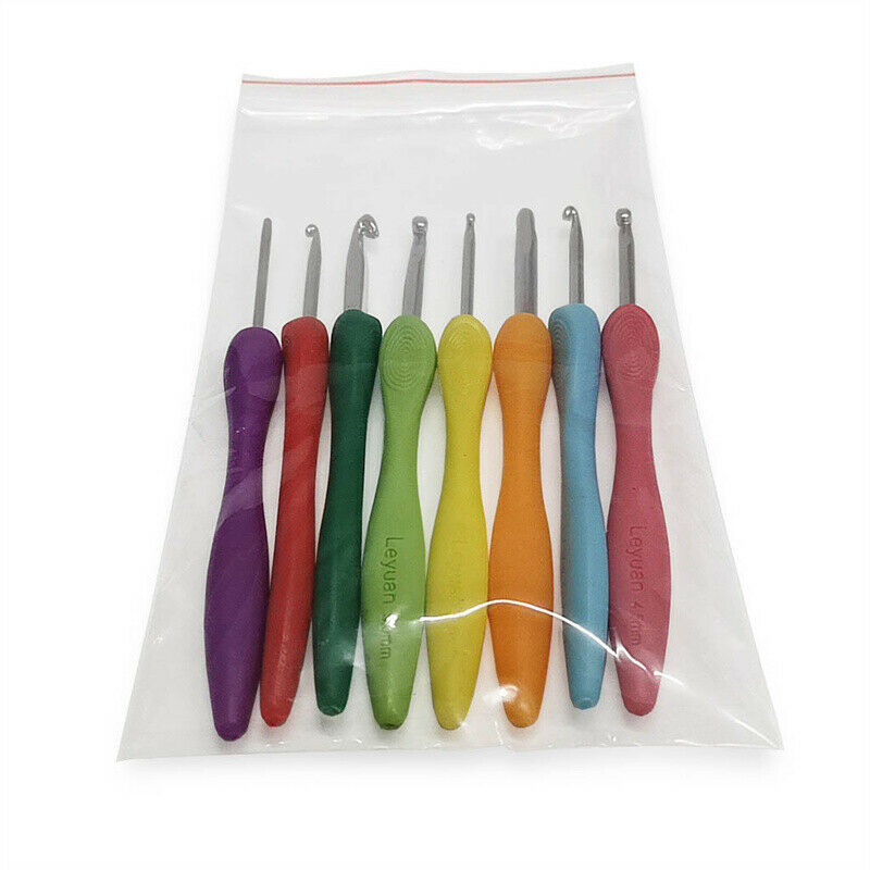 8pcs/set  2.5-6.0mm Aluminum Crochet Needles Cushioned Handles Knitting NeedFCA