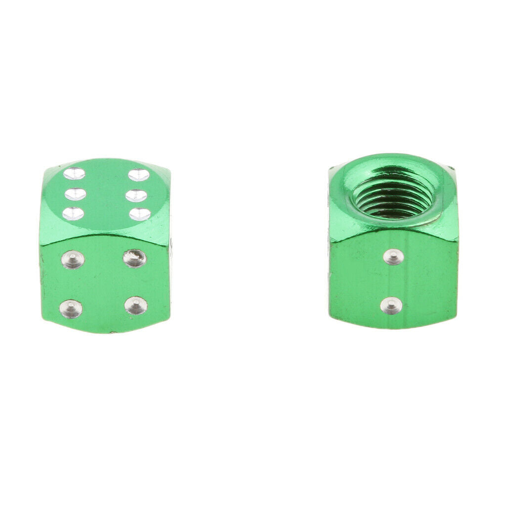 4Pcs Green Dice Tire/Wheel Stem Air Valve Caps Covers Set Motorcycle ATV