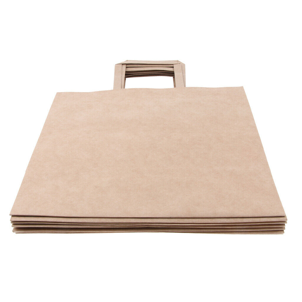 10 Brown Kraft Paper Bags Food Carrier Takeaway with Handles 280*150*280 mm