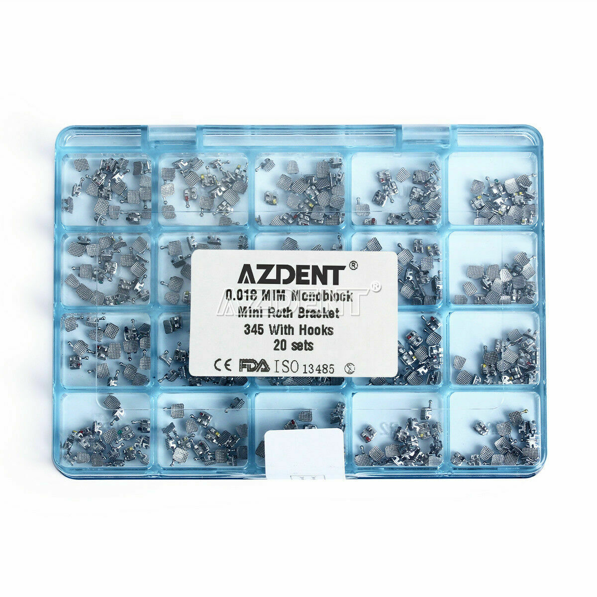 2 X Dental Orthodontic Monoblock Brackets Mini Roth 018 Hooks 345 Metal AZDENT