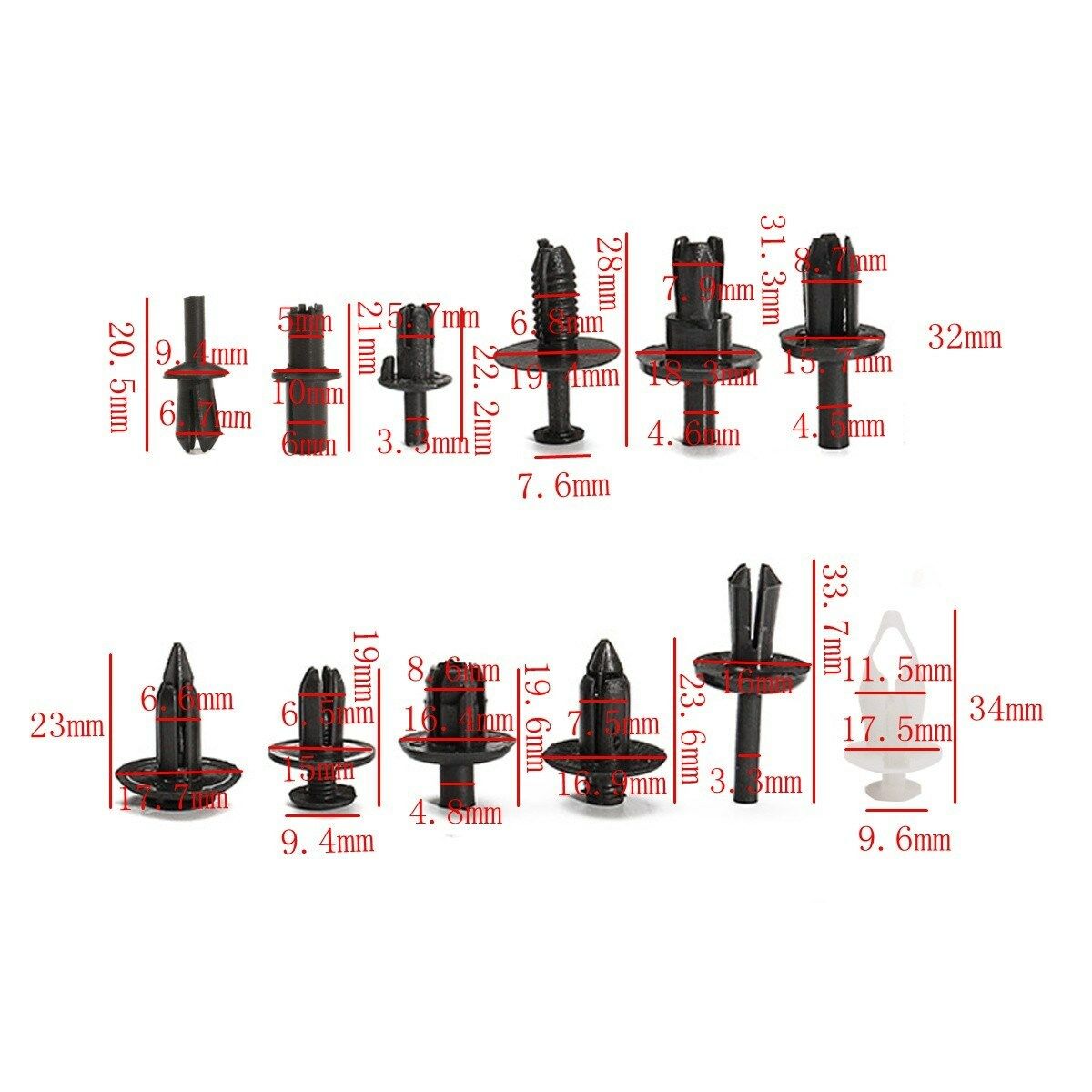 350pcs 12Sizes Car Truck Push Pin Rivet Trim Clip Panel Body Interior Assortment