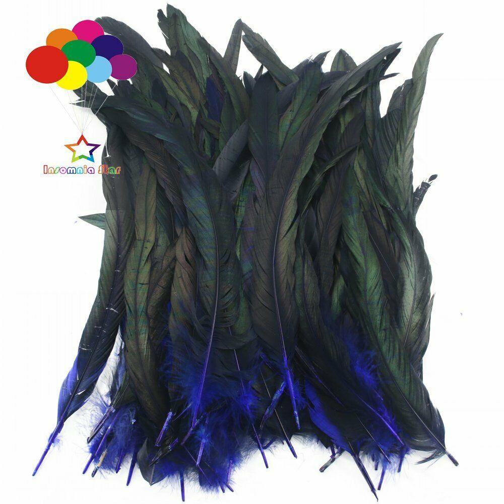 Sapphire dyeing 100 Pcs 12-14 Inch/ 30-35 cm Cock Chicken Tail natural Feathers