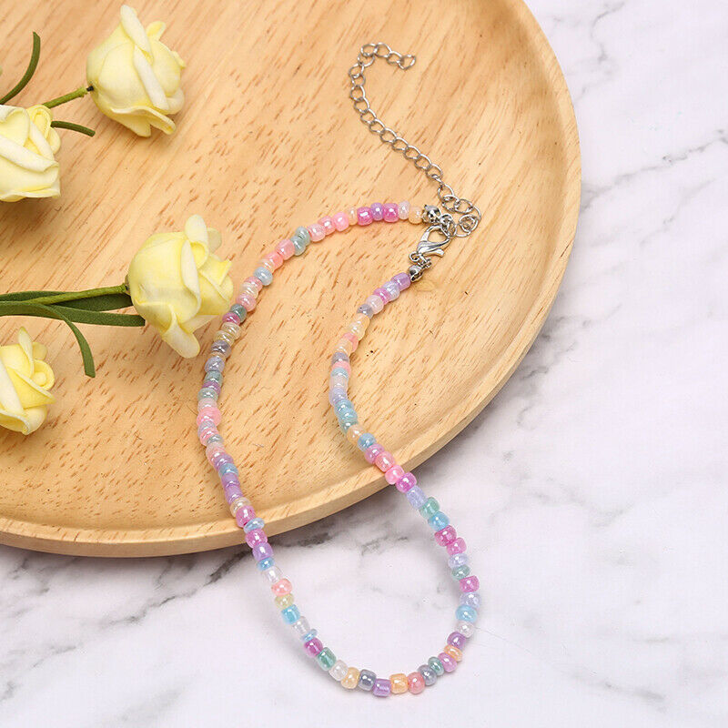 Boho Fashion Women Choker Colorful Beads Chain Women Charm Necklace Jewelry Y1