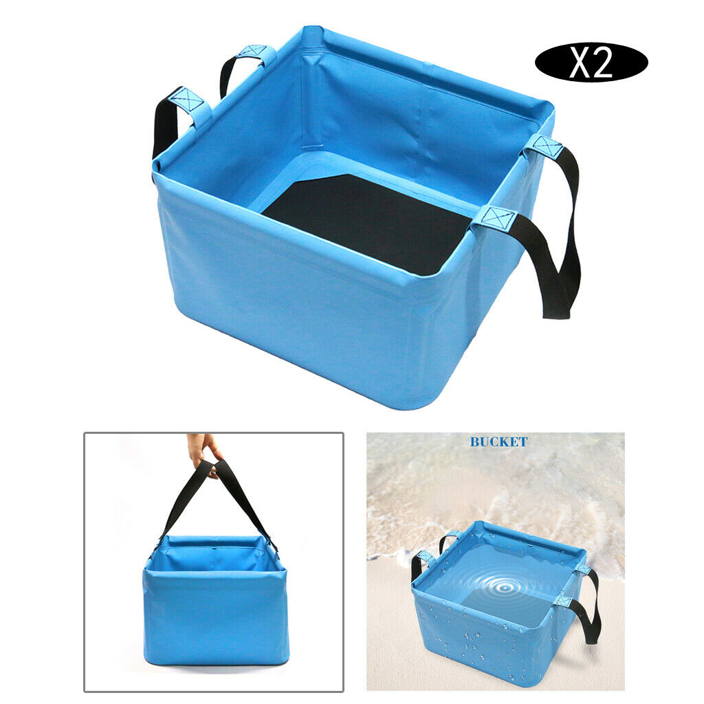 2x 18L Outdoor Collapsible Bucket Water Container Bag for Camping BBQ Picnic