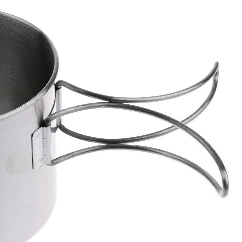 Stainless Steel Outdoor Camping Cup Pot Bowl Backpacking Travel Cup, 500ml,
