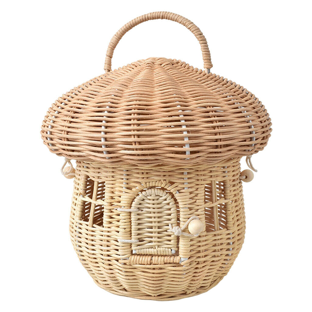 Chic Rattan Handbag Woven Shelf Organizer Box Travel Bucket Fruit Basket