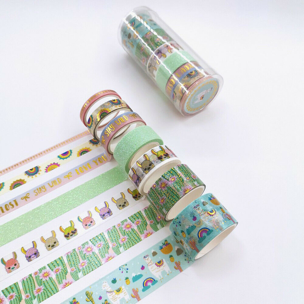 7 Rolls Cute Cartoon Alpaca Washi Paper Tape DIY Scrapbooking Planner Stickers