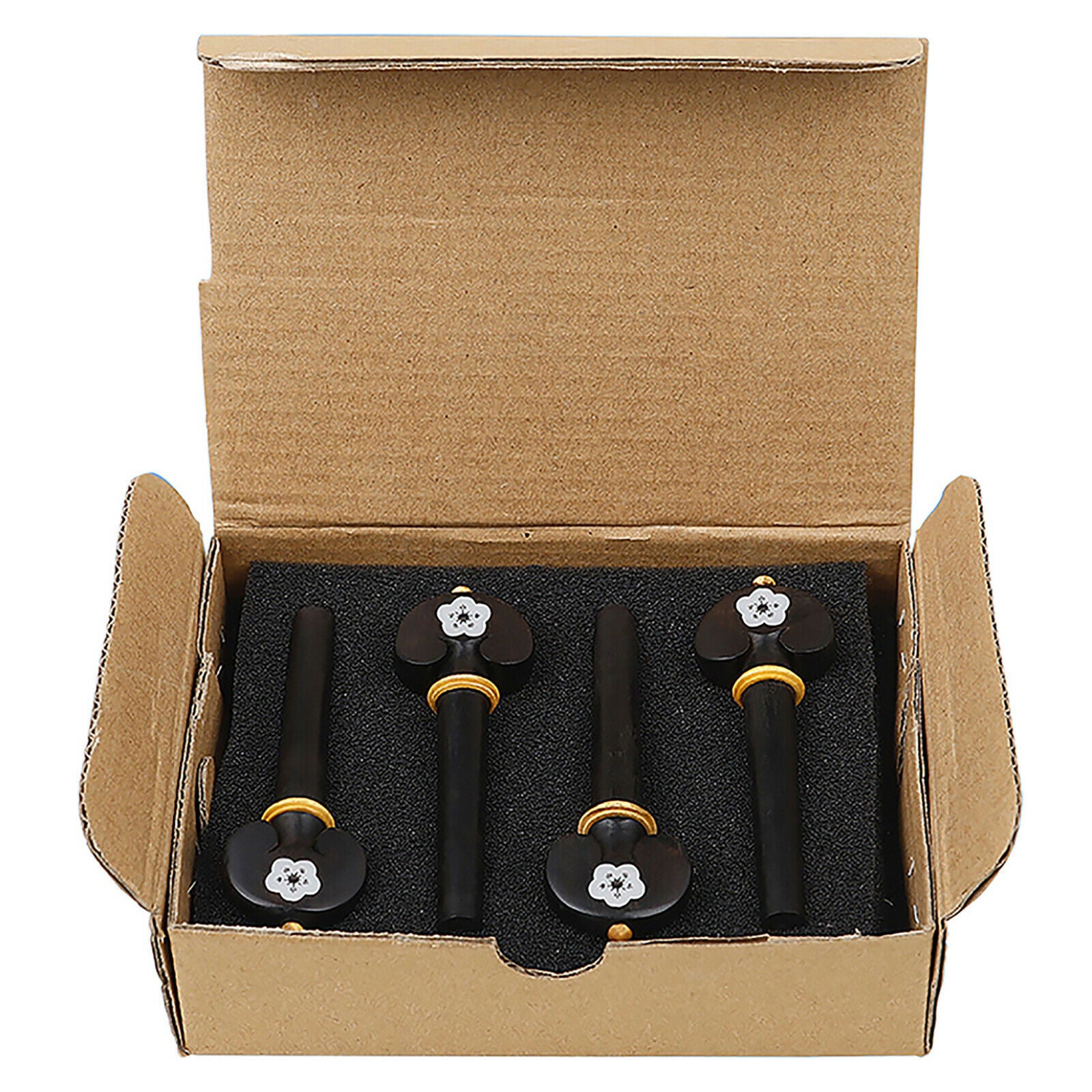4x Natural 3/4 4/4 Violin Tuning Pegs Carved White Shell Inlay Boxwood