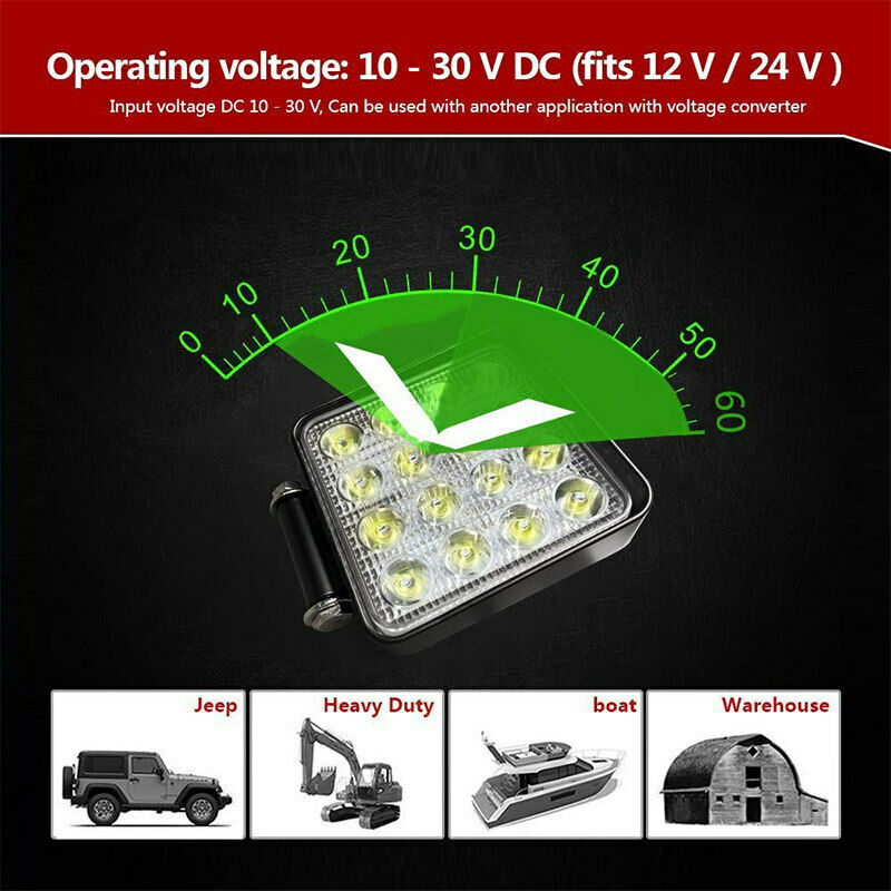 10Pack 16LED Work Light Flood Beam Bar For Car SUV ATV Off-Road Driving Fog Lamp