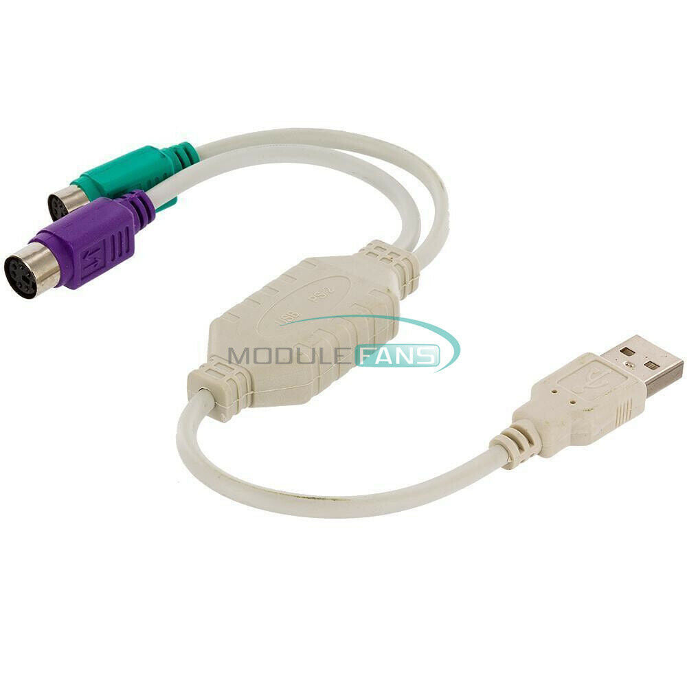 PS2 Dual Female to USB Male Converter Adaptor Cable F/M for Mouse Keyboard