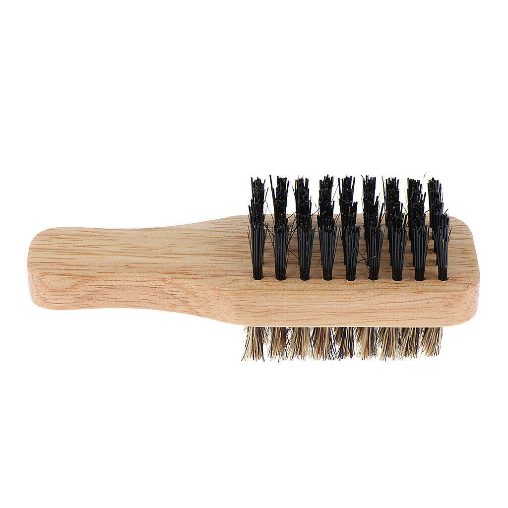 3Pcs Men 2-side Wave Hair Bristle Beard Mustache Brush w/ Wood Handle X+M+L