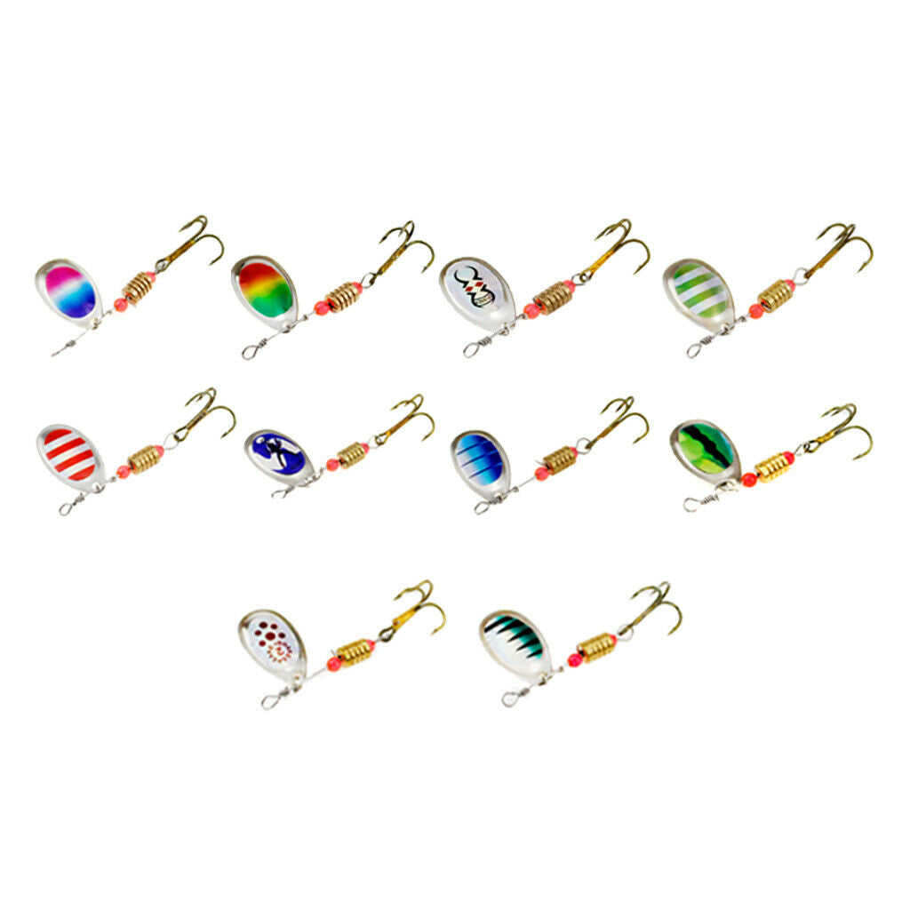 Pack of 10 Metal Fishing Jigs Sequins Baits with Treble Hooks Saltwater