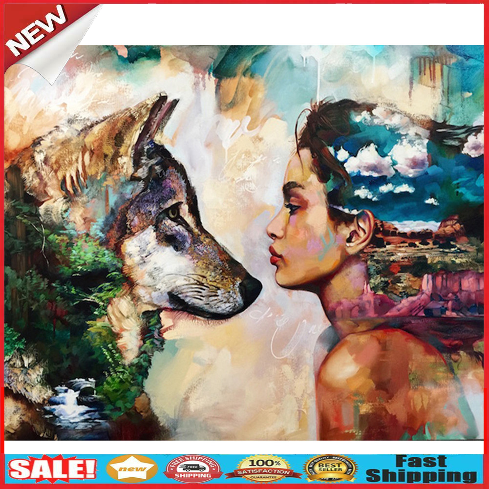 Beauty Wolf 5D DIY Full Drill Diamond Painting Embroidery Cross Stitch @