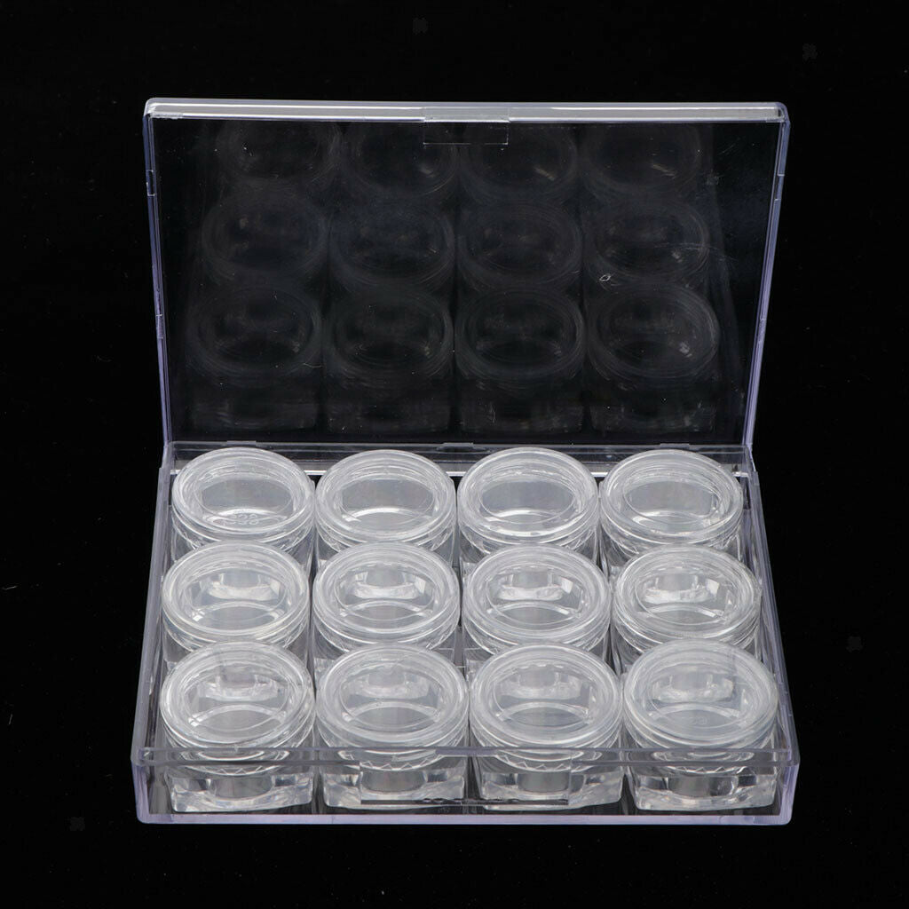 12 Pieces Clear Storage Boxes Jewelry Nail Art Beads Pills Small Item Cases