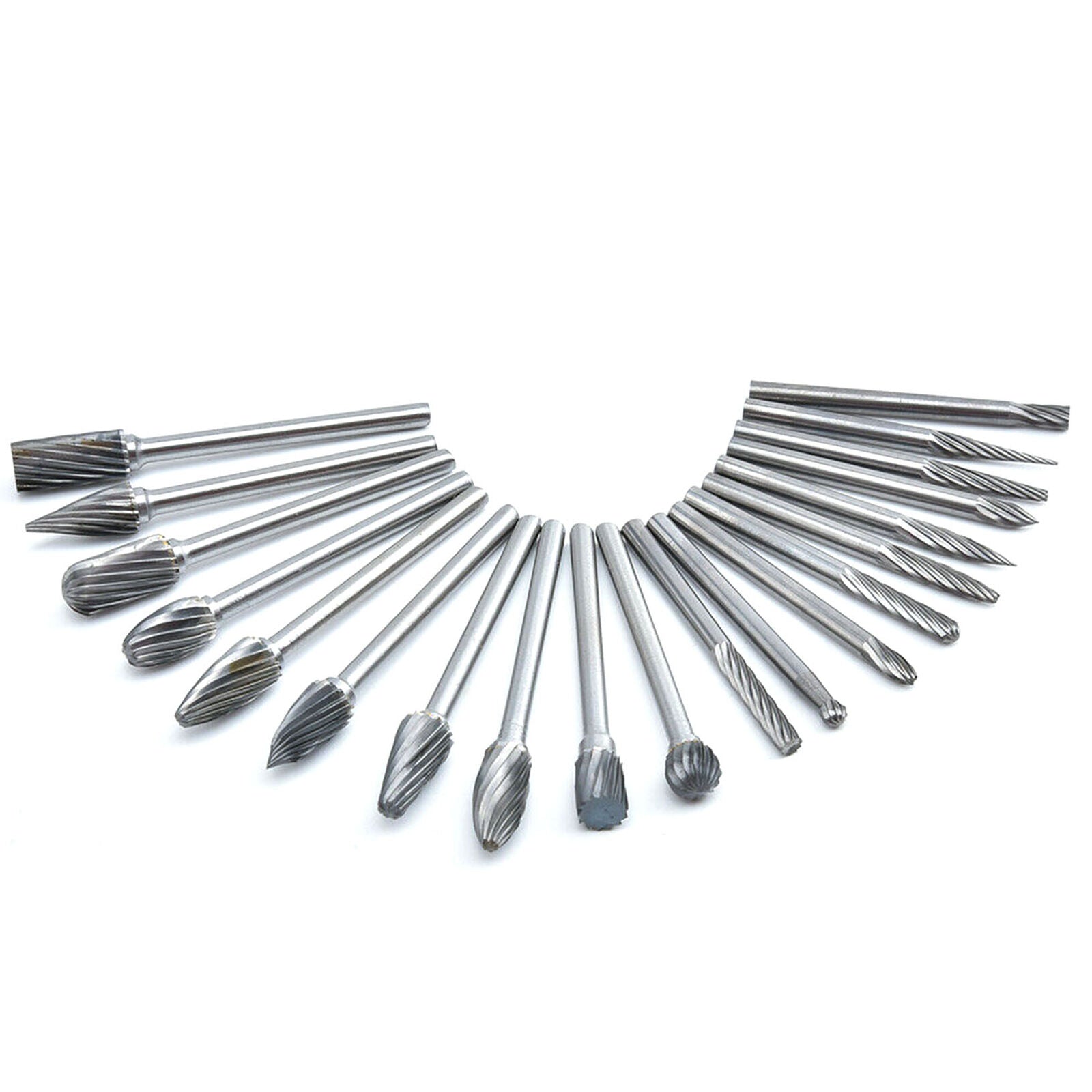 20pcs Tungsten Carbide Rotary Point Burr Die Grinder Shank Set Single Cut Solid
