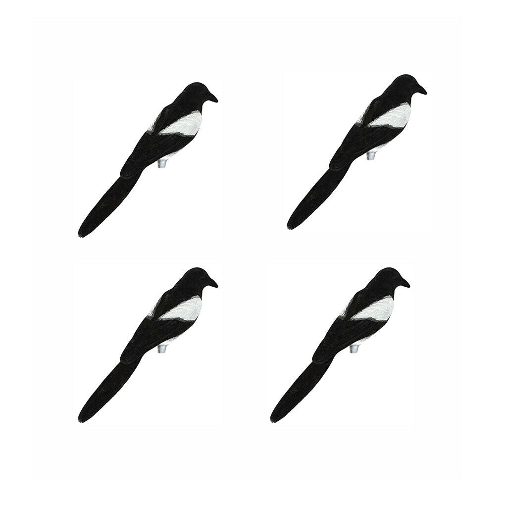 4xMagpie Decoy Realistic Garden Decoration Feathered Birds Hunting Decoys
