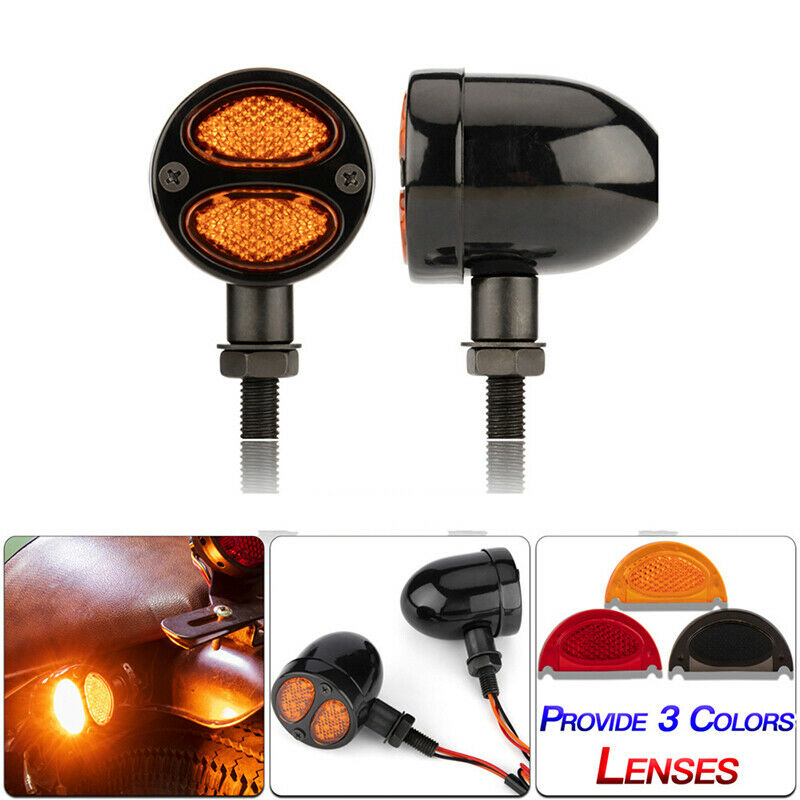 LED Bullet Metal Motorcycle Turn Signal Lights 10mm Amber Lamps M10 For Yamaha
