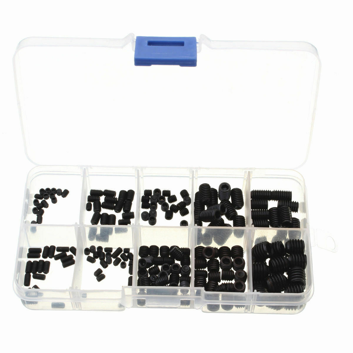 200pcs Black Allen Head Socket Hex Set Grub Screw Cup Point Assortment Kit Steel