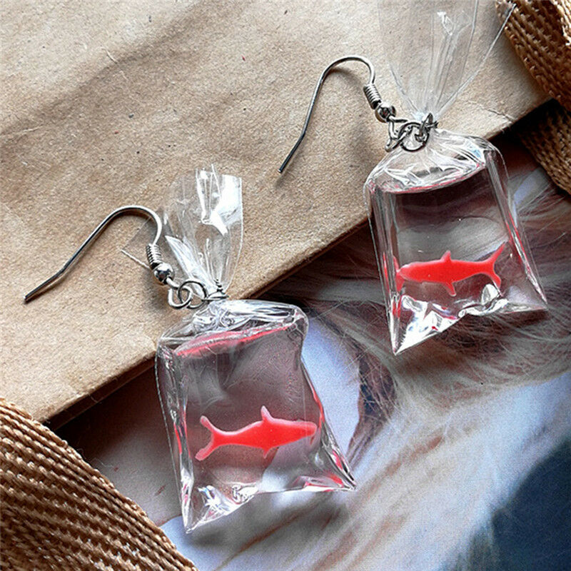 Handmade Fish Earrings Water Bag Dangle Hook Pendant Earrings Cute GirlJew.l8