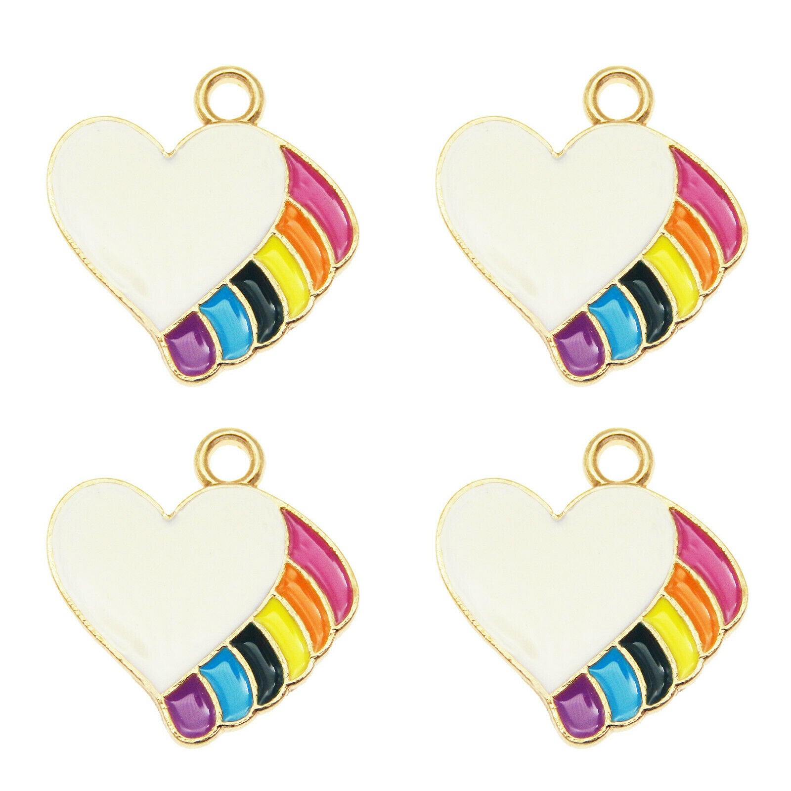 16 pcs Colorful Enamel Charm Heart Shape Alloy Pendant Earring Dangle 18*18mm