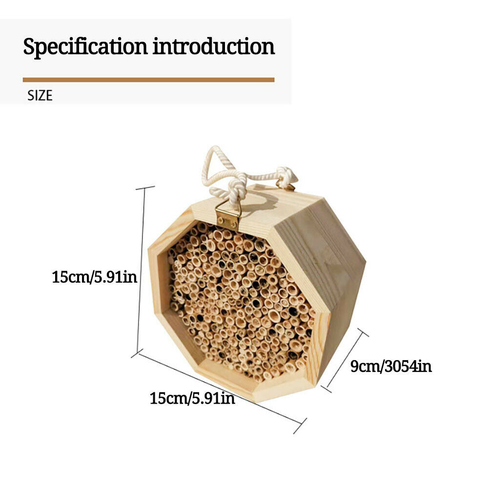 1Pcs Wooden Bee House Set Tube Beekeeping Box Bees Nesting Box Garden Insect Box