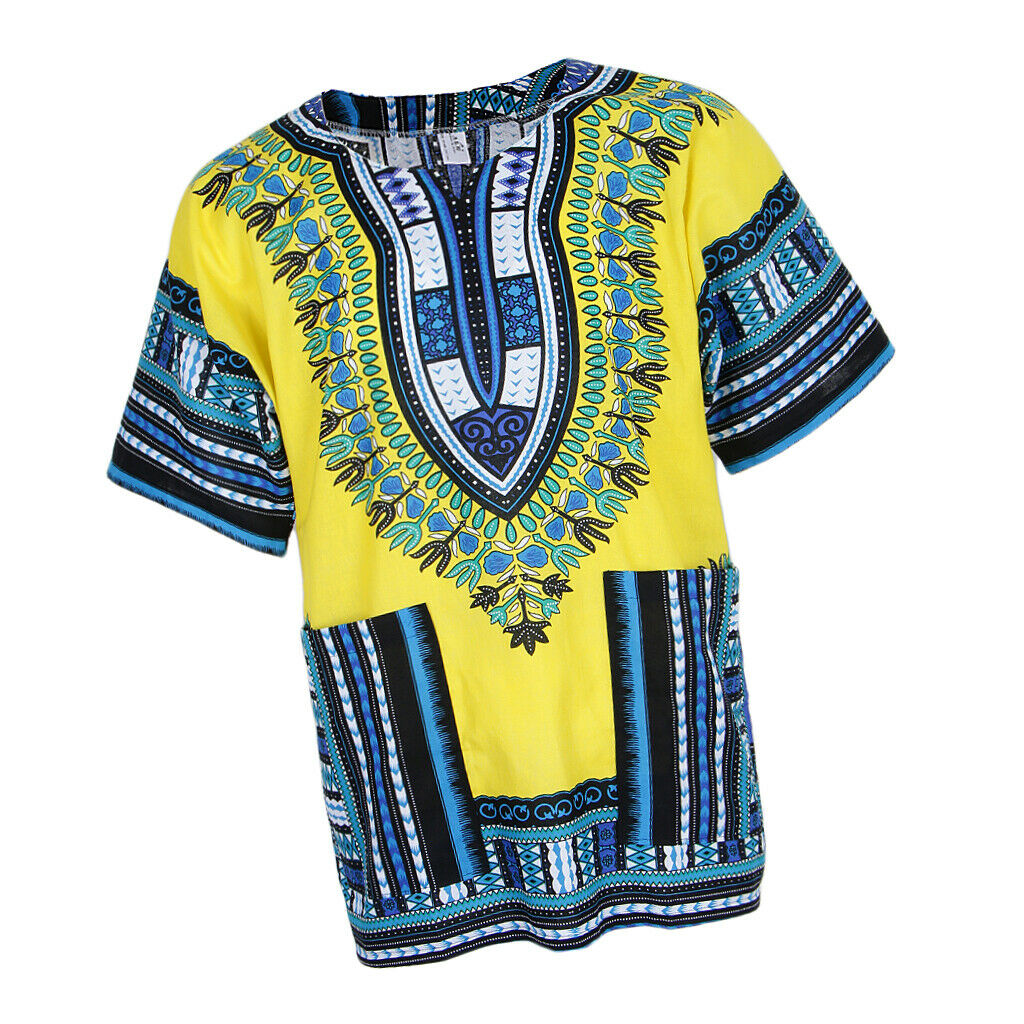 African Prints Shirt Dress Cotton Dashiki Caftan Rappers Tops for Women Men