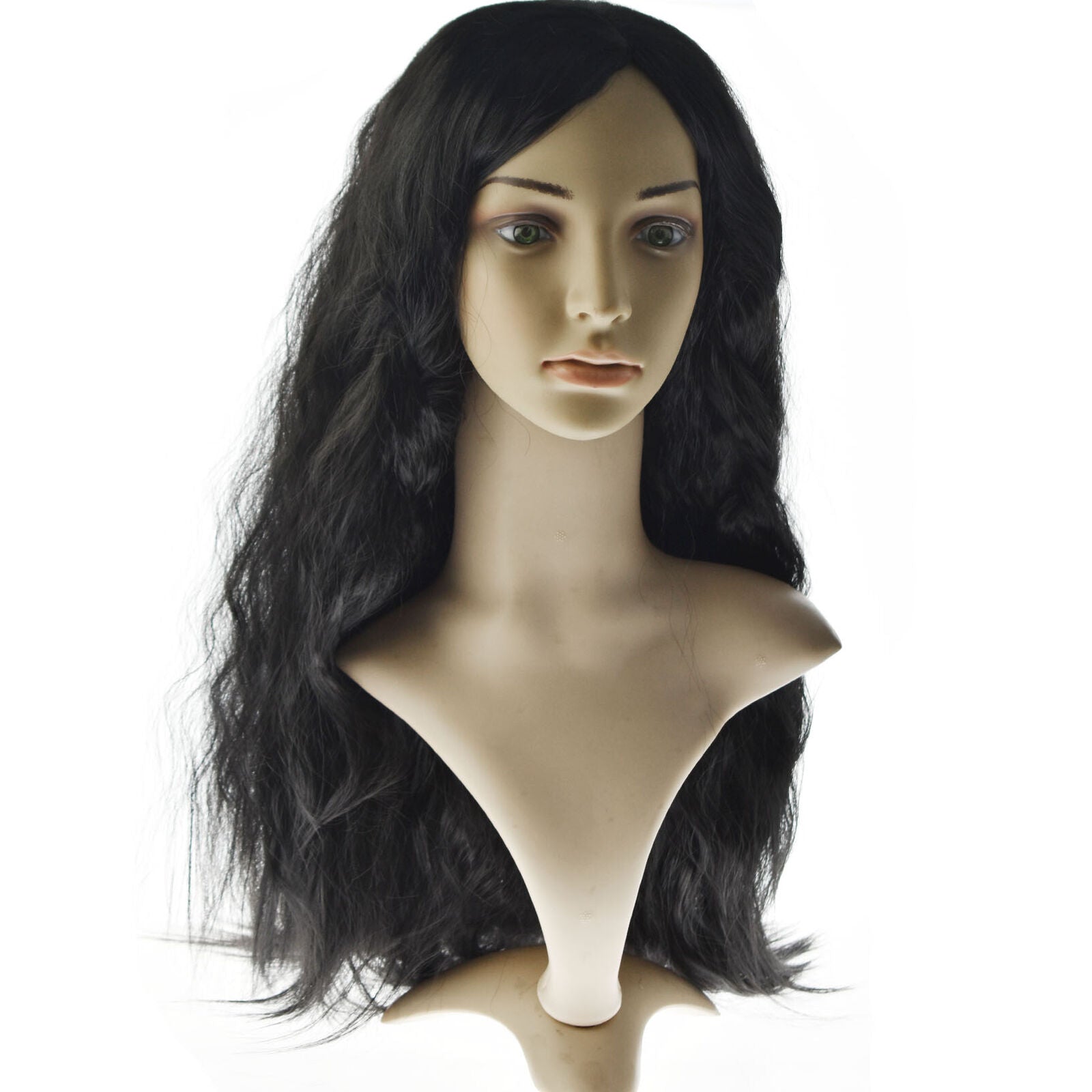 Women Lady 23" Natural Curly Wavy Long Synthetic Hair Wigs Ladies Black Wig