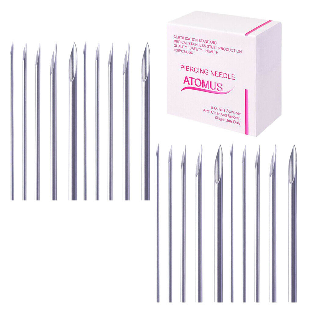 100x Mix Steel Tattoo Body Piercing Needle  12G 14G 16G 18G 20G