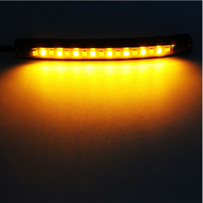 2X Motorcycle 17 LED Strip Light Tail Turn Signal Indicator Amber/White Color