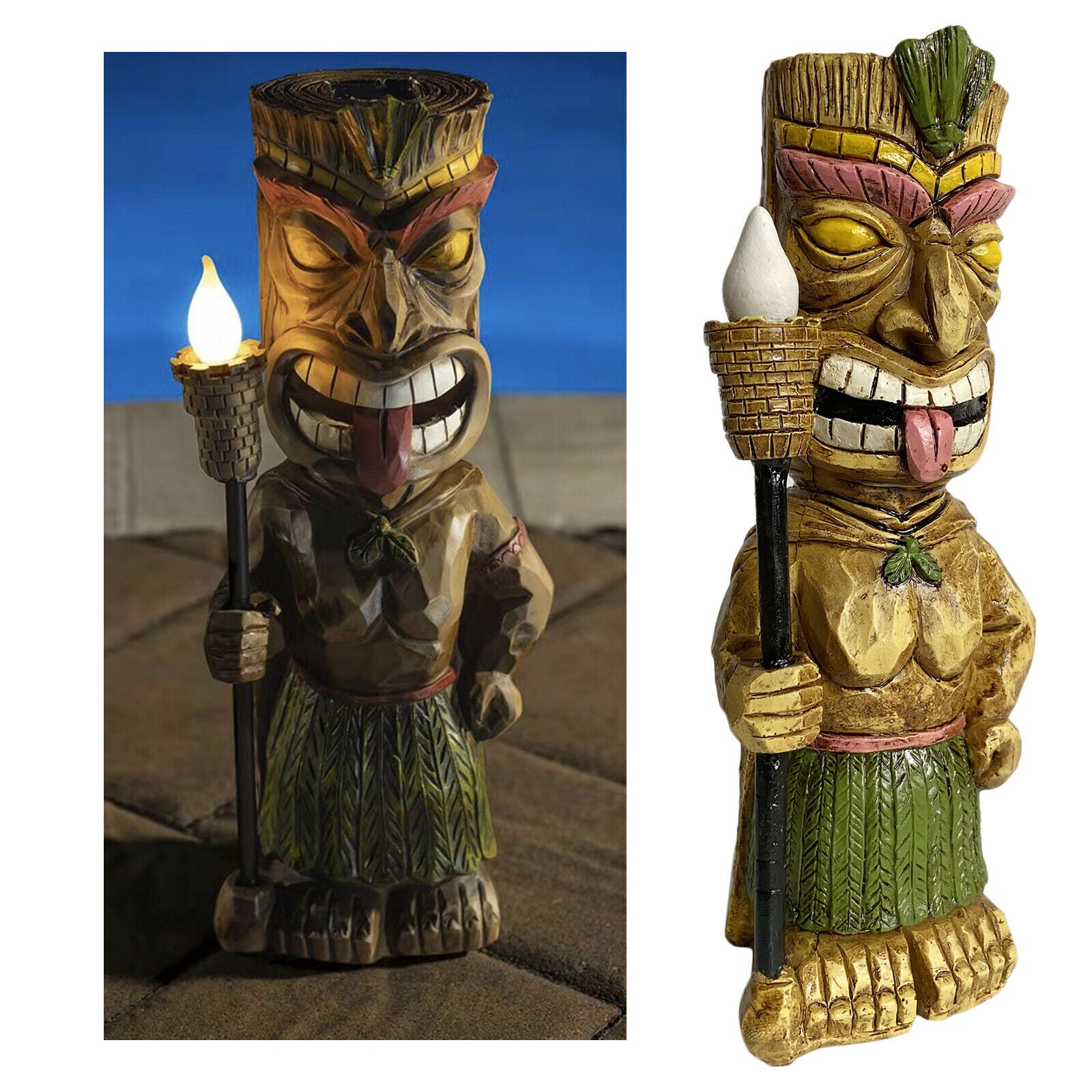 Party Time Tiki Solar Powered LED Outdoor Decor Garden Light Decorations