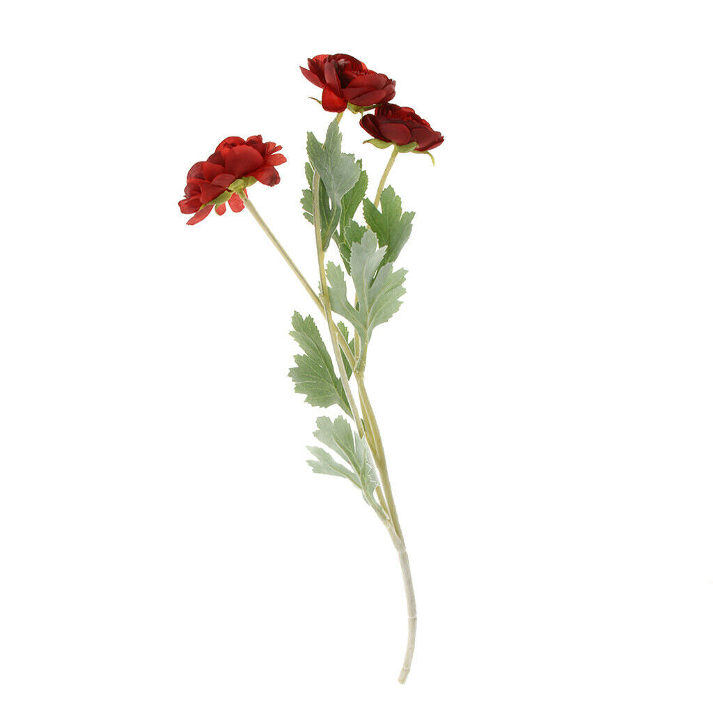Simulation Flower with Leaves Home Wedding Decor Bridal Bouquet Red