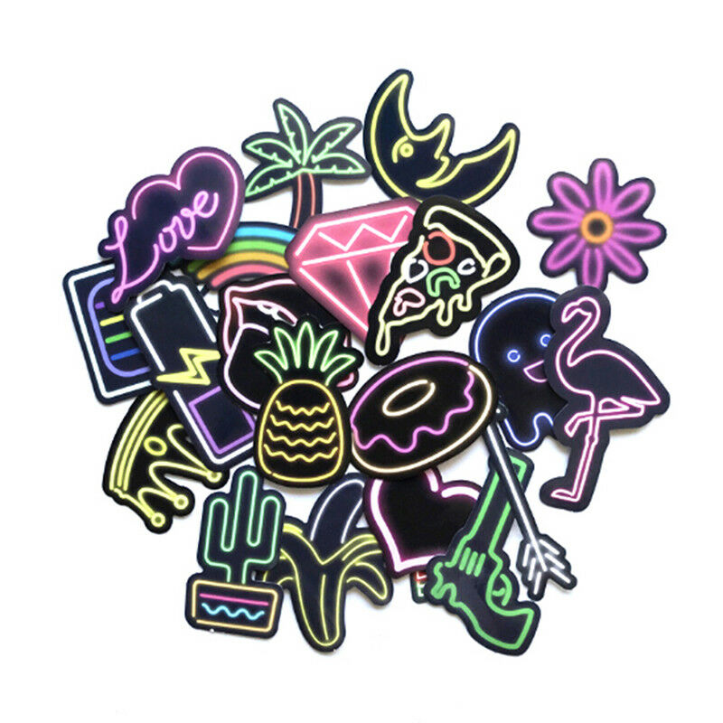 21Pcs neon light style cute stickers for suitcase laptop guitar cool dood.l8
